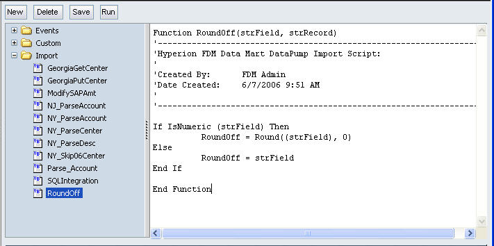 The image shows the Script Editor with the Roundoff script displayed.